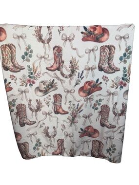 Cowgirl Floral Cowboy Boot Minky Plush Throw Blanket